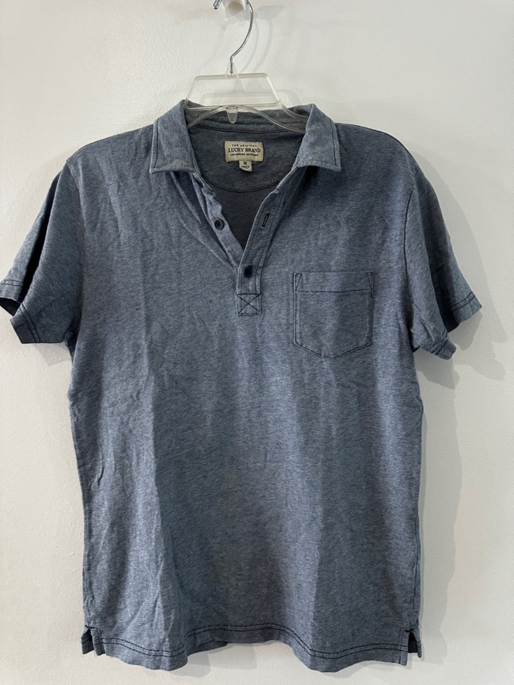 Lucky Brand Men’s Short Sleeve polo shirt  blue medium M